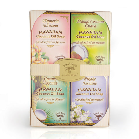 Island Soap and Candle Works - 4 Piece Hawaiian Coconut and Palm Oil Soap Set