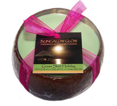 Bubble Shack Hawaii - Bungalow Glow Grass Skirt Holiday Coconut Shell Candle
